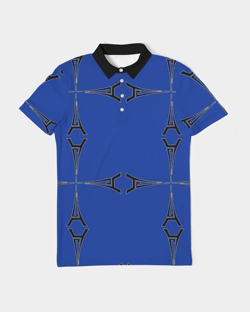 Hype Jeans Eiffel Tower Blues Men's All-Over Print Slim Fit Short Sleeve Polo