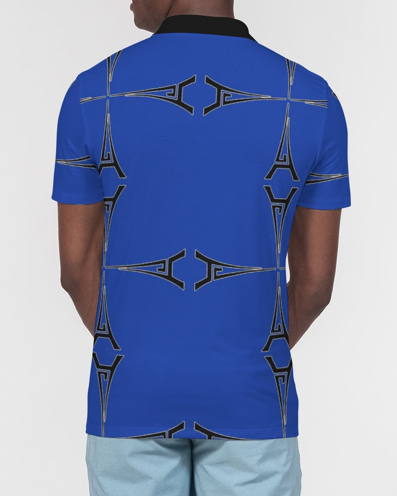 Hype Jeans Eiffel Tower Blues Men's All-Over Print Slim Fit Short Sleeve Polo