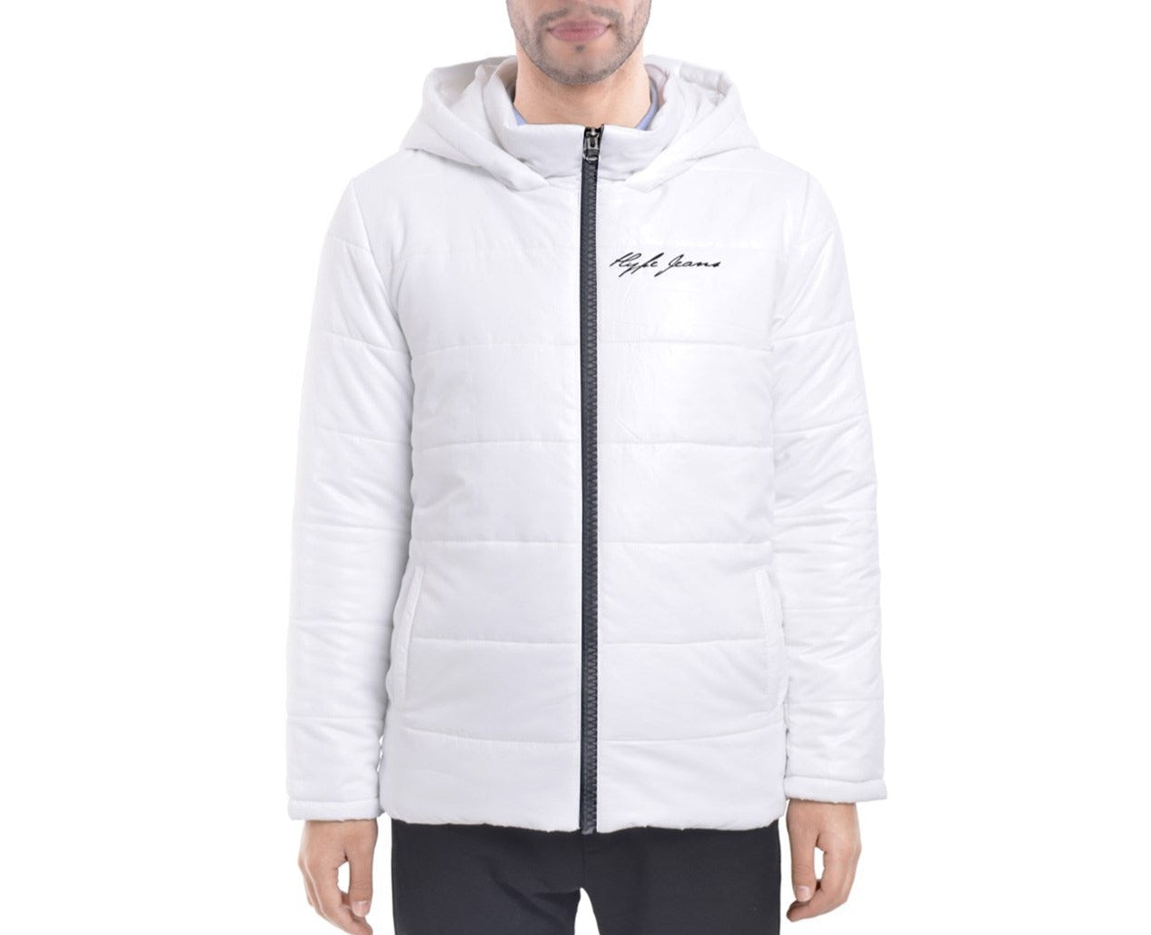 Hype Jeans Company Men's Hooded Puffer Jacket white