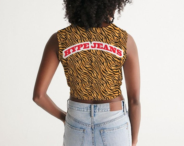 Hype Jeans Company  Women's  Tiger Print Twist-Front Tank