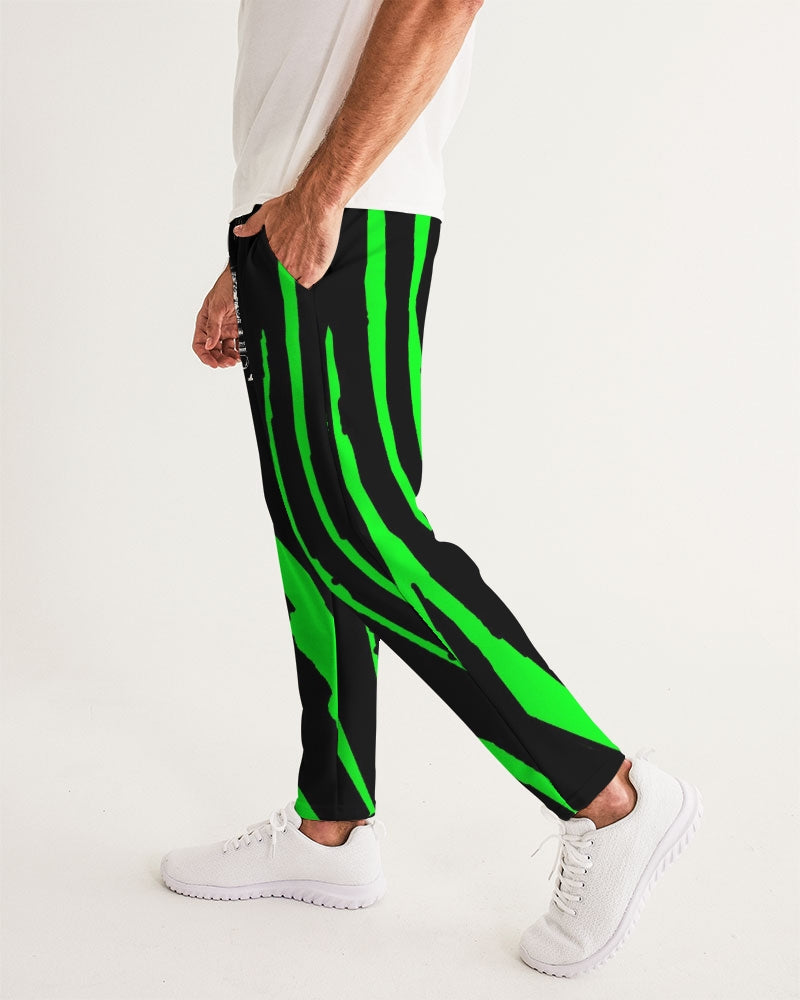 Black with Neon Green Stripes Leggings
