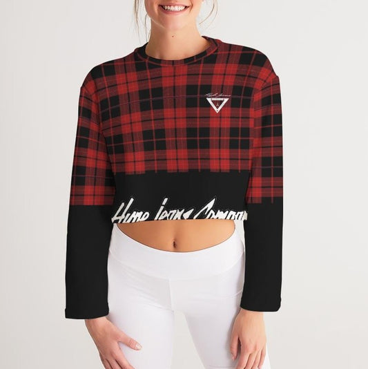 Hype Jeans Company Red Plaid Women's Cropped Sweatshirt