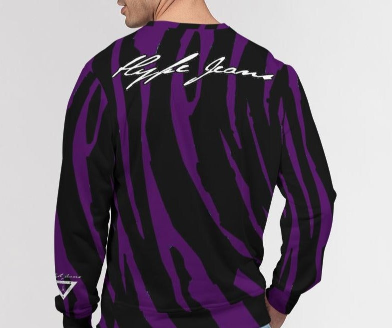 Hype Jeans Purple / Black Slashs Men's Classic French Terry Crewneck Pullover