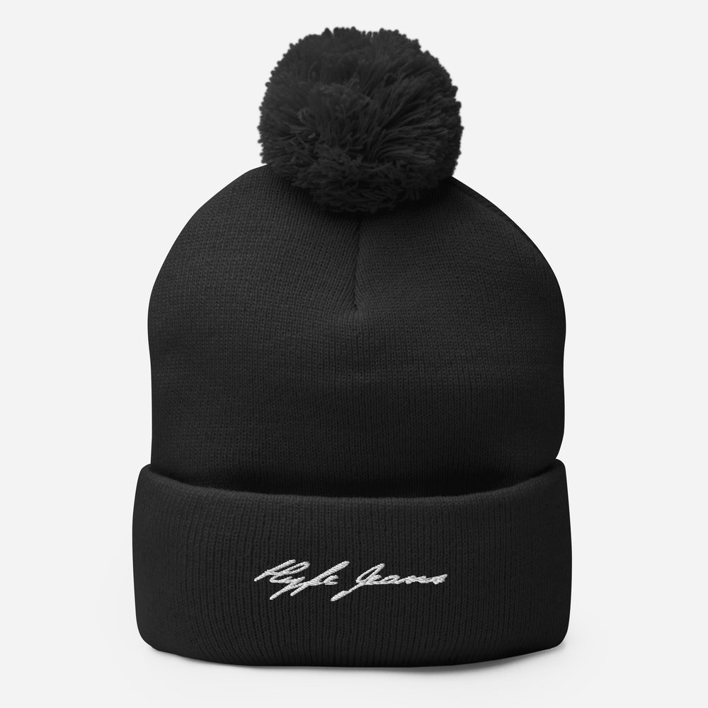 HYPE JEANS COMPANY - POM-POM BLACK BEANIE