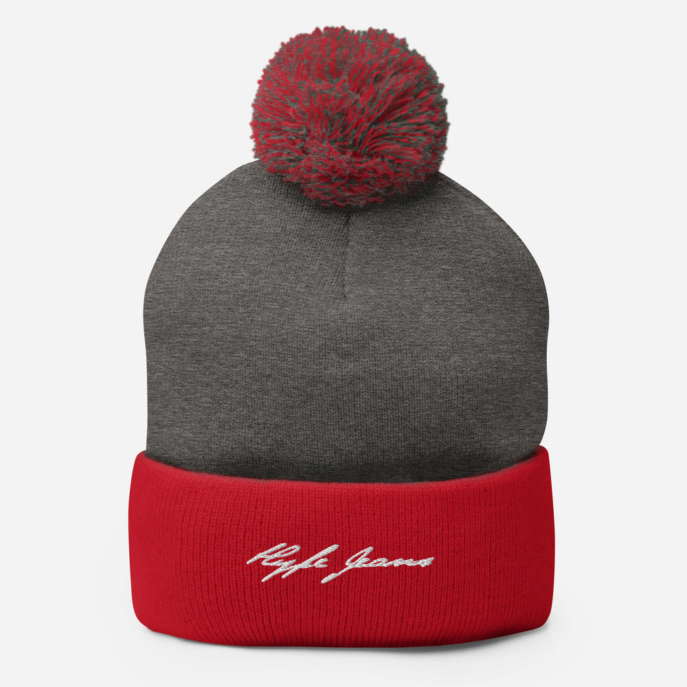 HYPE JEANS COMPANY - POM-POM GRAY/ RED BEANIE